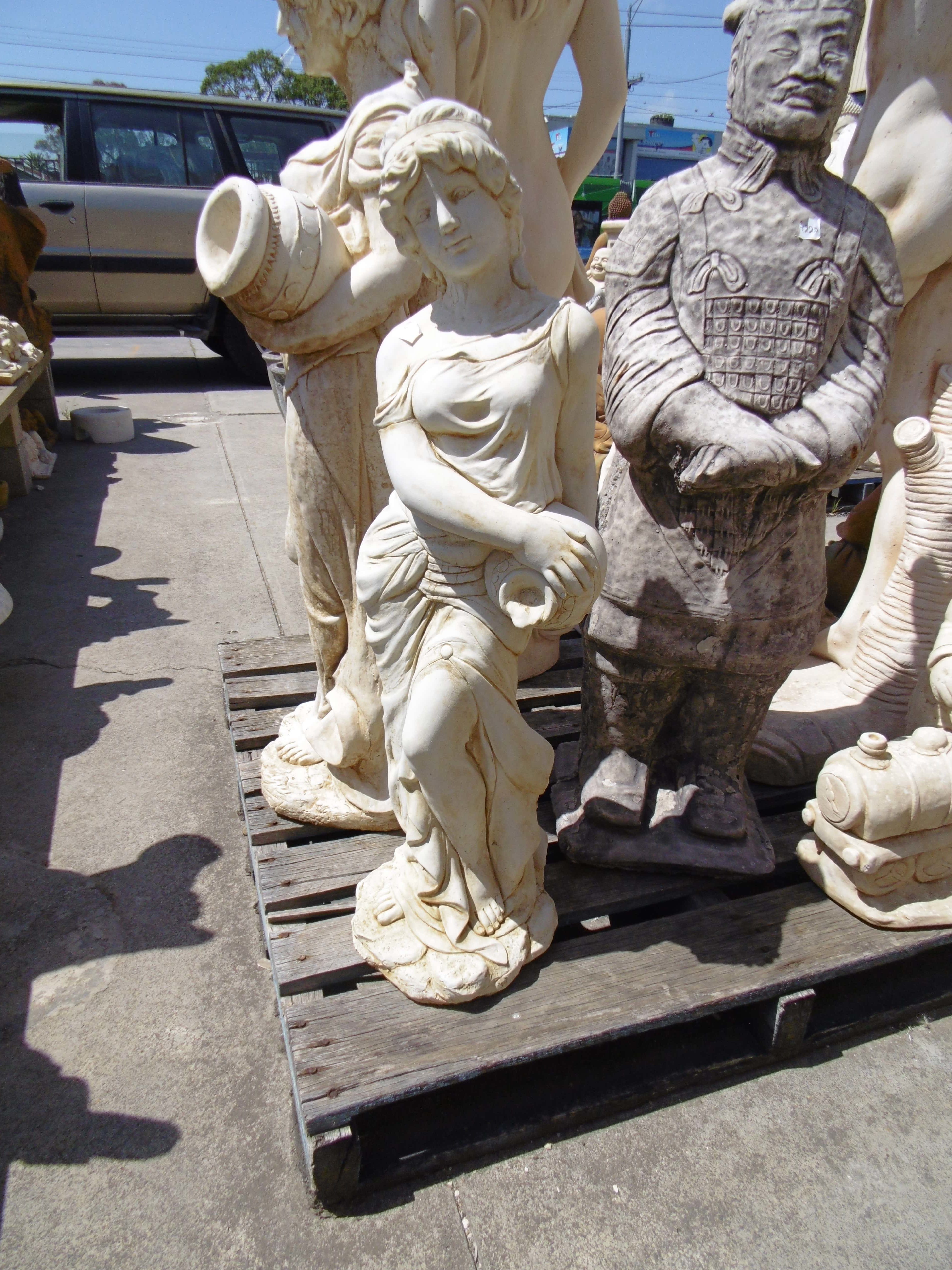 Jug Lady Side Concrete Statue - Pots n Pots