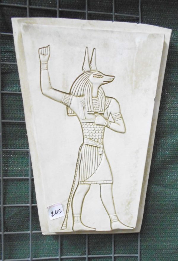 #5 - Egyptian Anubis Concrete Plaque (moss green)