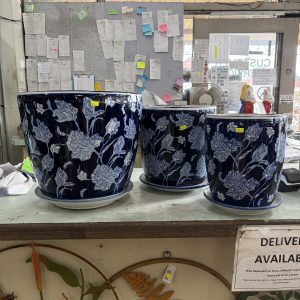 Blue and White Tall Round Porcelain Pots