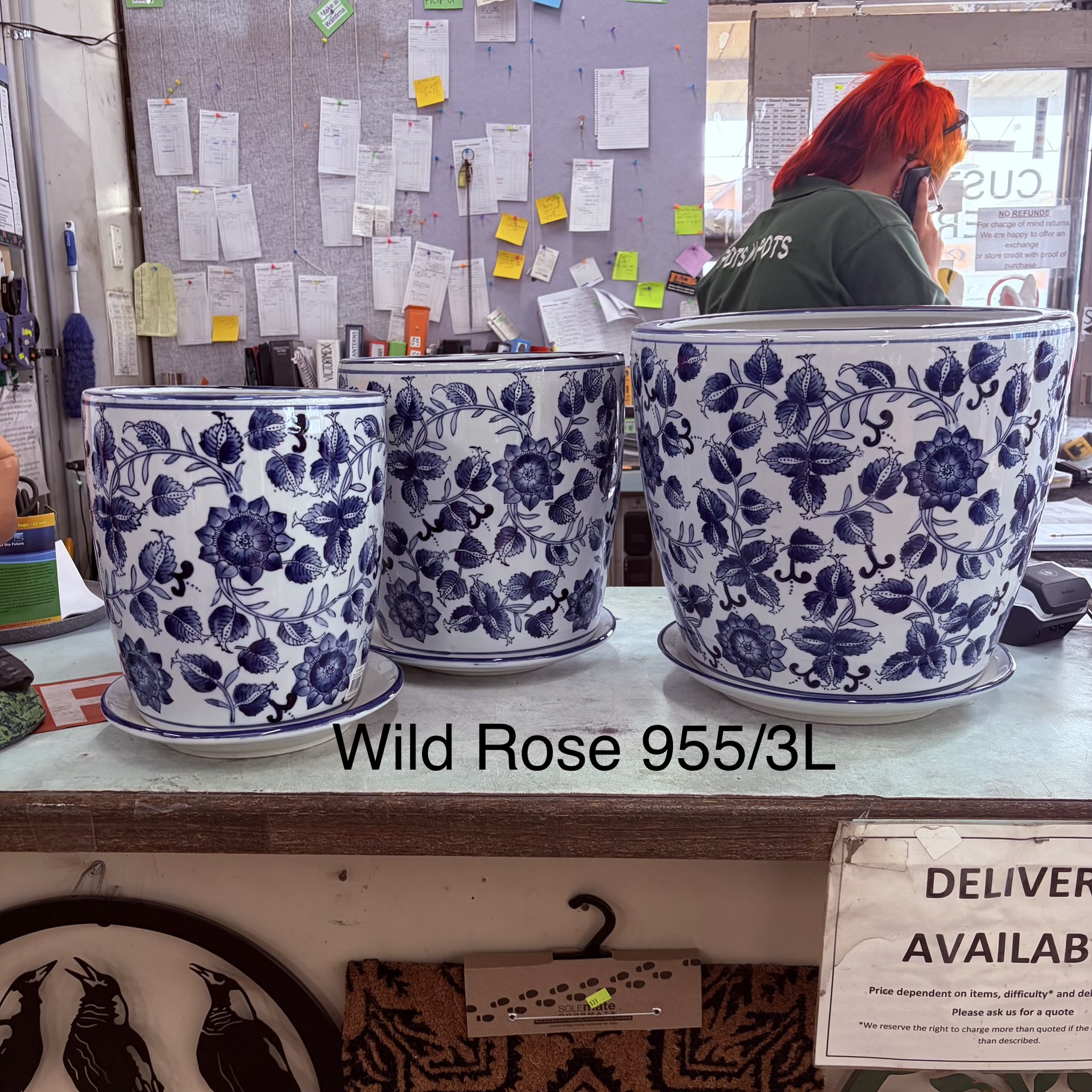 Blue and White Tall Round Porcelain Pots - Image 5