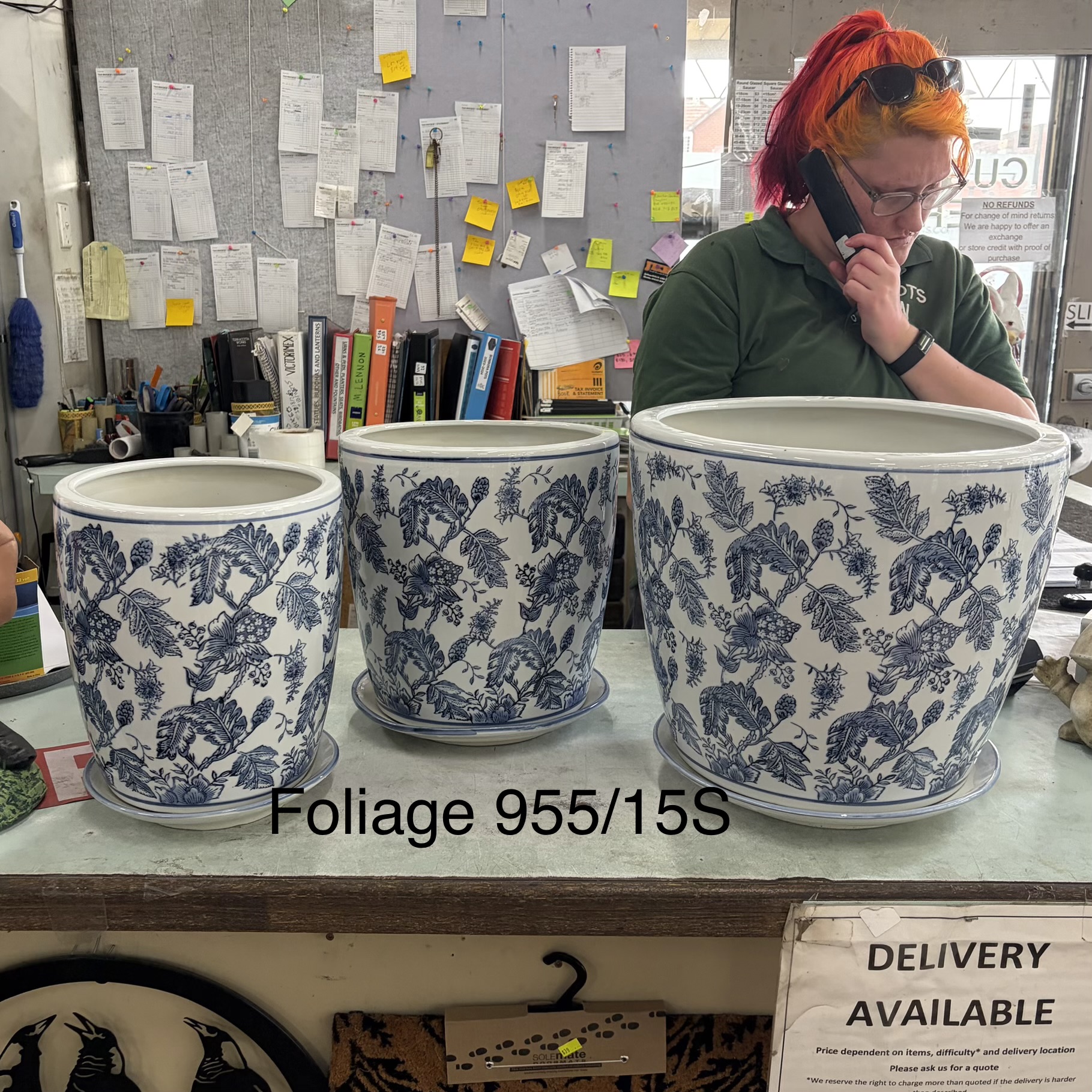 Blue and White Tall Round Porcelain Pots - Image 6