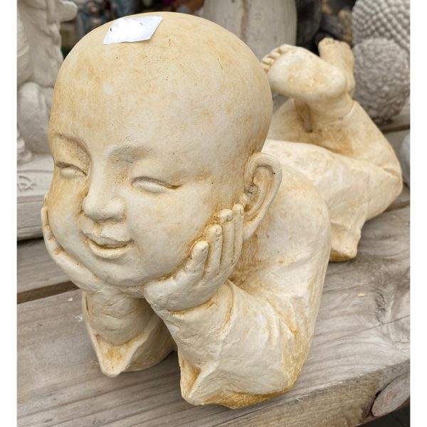 Monk on Tummy Concrete Garden Statue 1437 - Image 2