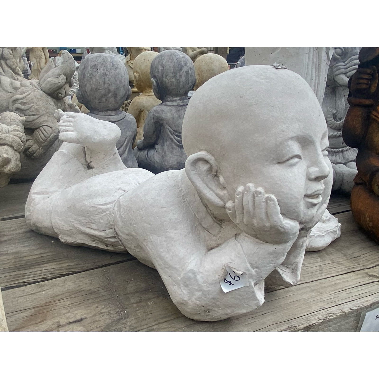 Monk on Tummy Concrete Garden Statue 1437