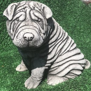 Sharpei Sitting Concrete Dog Statue 0016