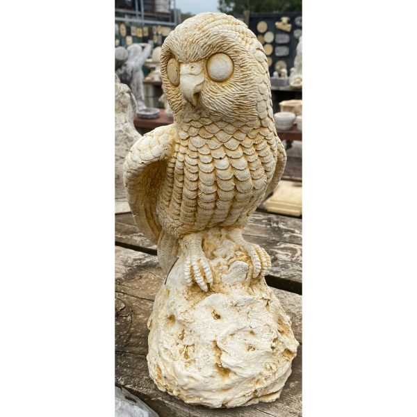 Owl on Rock Concrete Bird Statue 0066 - Image 2