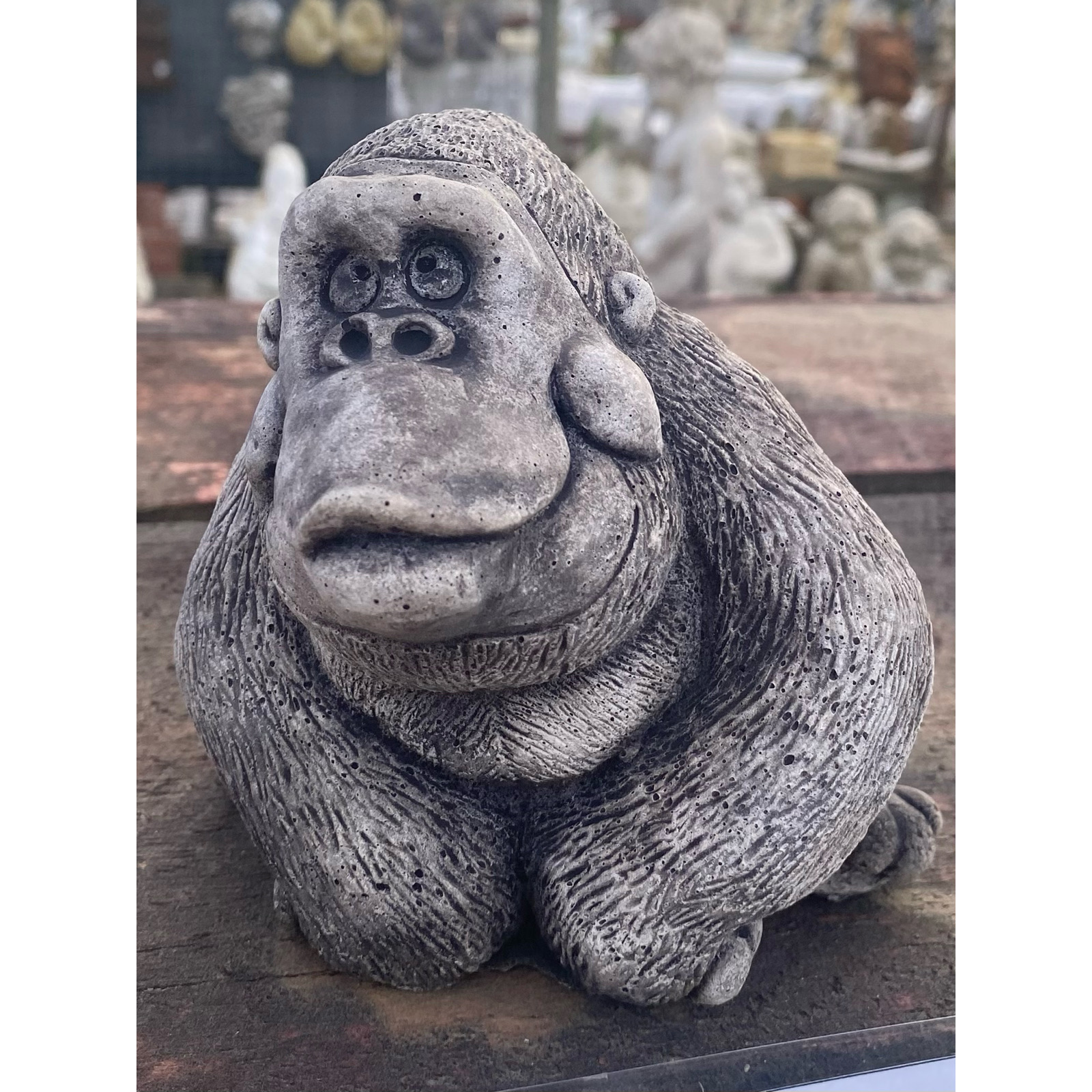 Grinning Gorilla Concrete Animal Statue 0090 - Pots n Pots