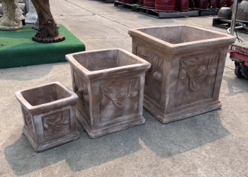 Square Leaves Antique Terracotta Garden Planter