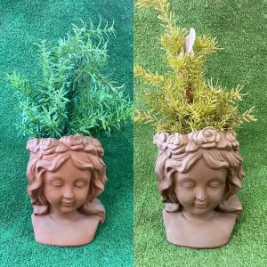 Terracotta Head Planter - Flowers and Fringe
