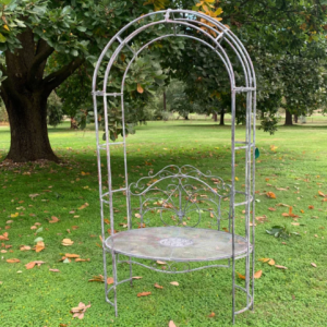 Oval Metal Garden Arch with Bench Seat