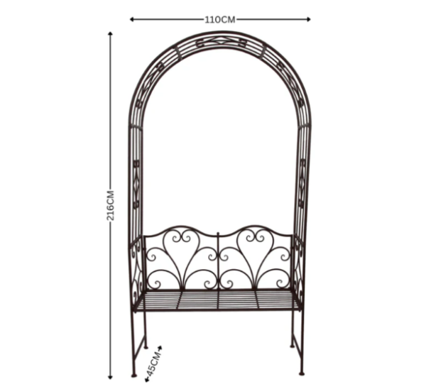 Metal Garden Arch with Bench Seat - Image 3