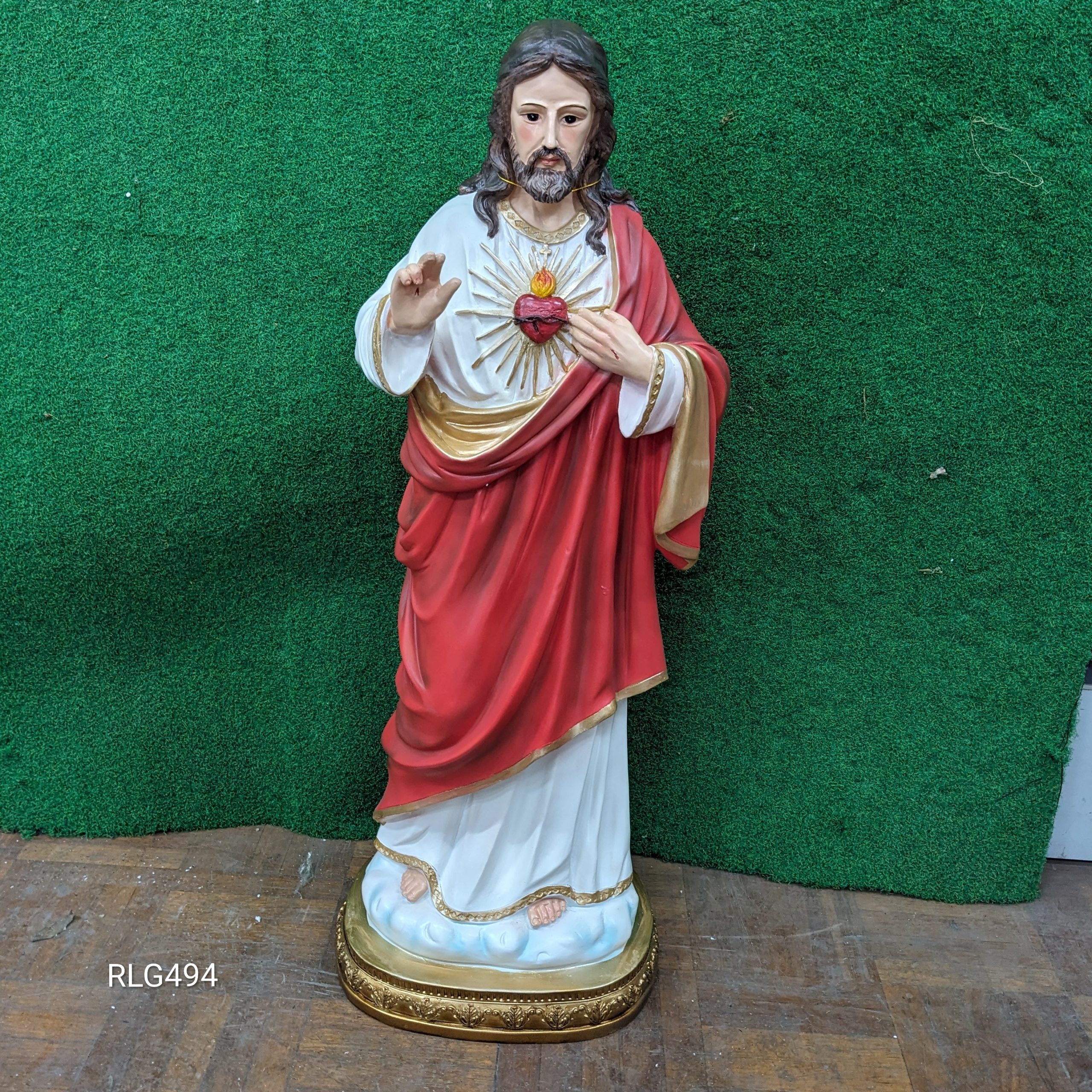 Jesus Sacred Heart Painted Lightweight Statue 80cm RLG494