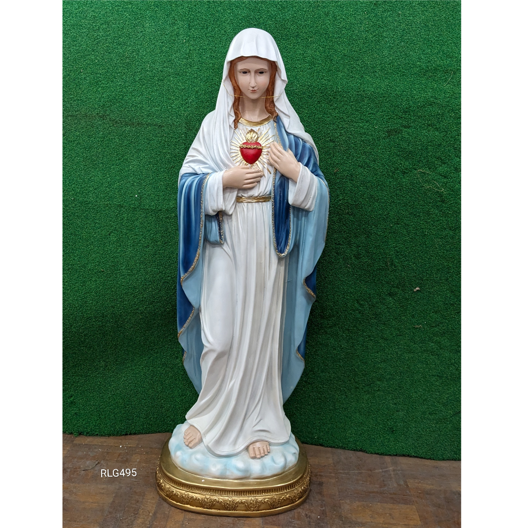 Mary Sacred Heart Painted Lightweight Statue 100cm RLG495