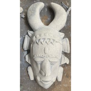 African Senufo Mask Concrete Plaque 7308