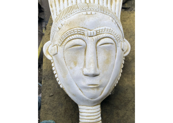 African Baule Mask Concrete Plaque 7305