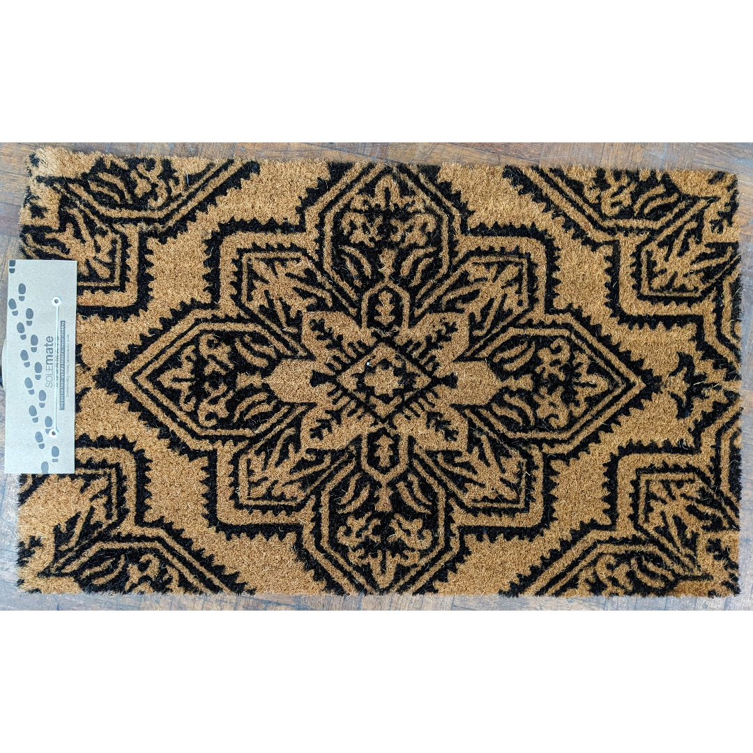Mosaic Black Coir Doormat 45 x 75