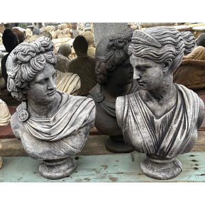 Artemis and Apollo Busts Concrete Statue Pair 8051 & 8053