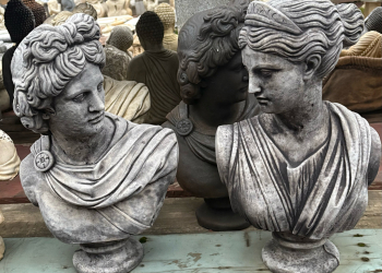 Artemis and Apollo Busts Concrete Statue Pair 8051 & 8053