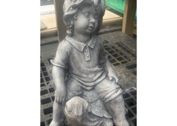Boy on Turtle Concrete Statue 1279