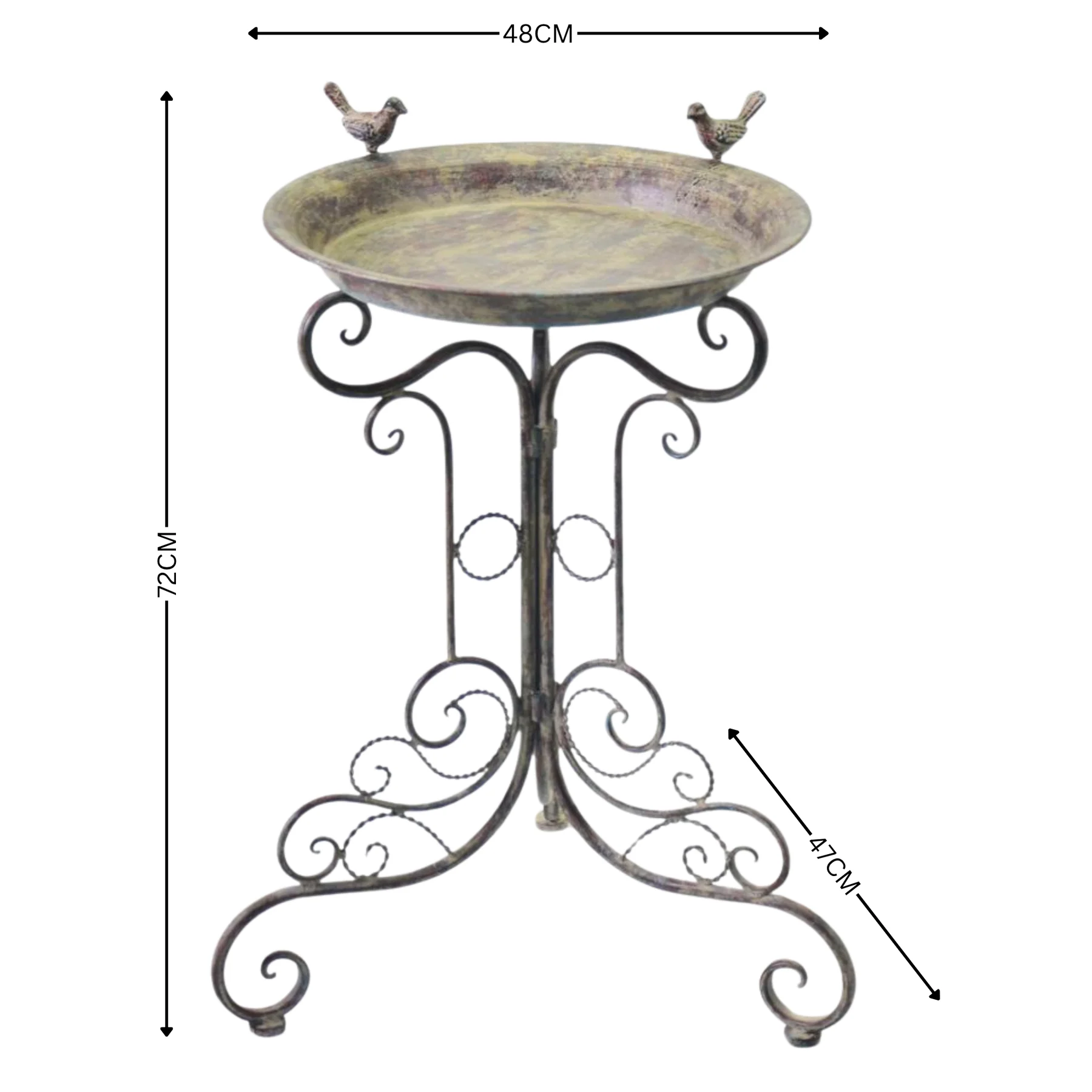 Metal Brown Verdi Birdbath