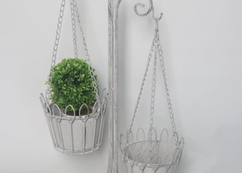 Planter Stand with two Hanging baskets