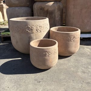 Motive Cut Ball Pot Antique Terracotta