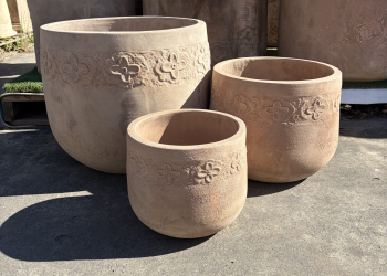 Motive Cut Ball Pot Antique Terracotta